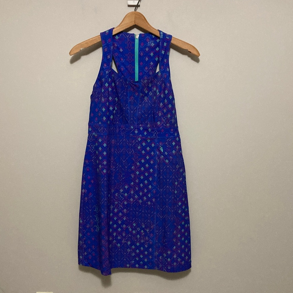 Title Nine Blue and Purple Patterned Mini Dress, Size 4 lightweight summer dress - Picture 2 of 10